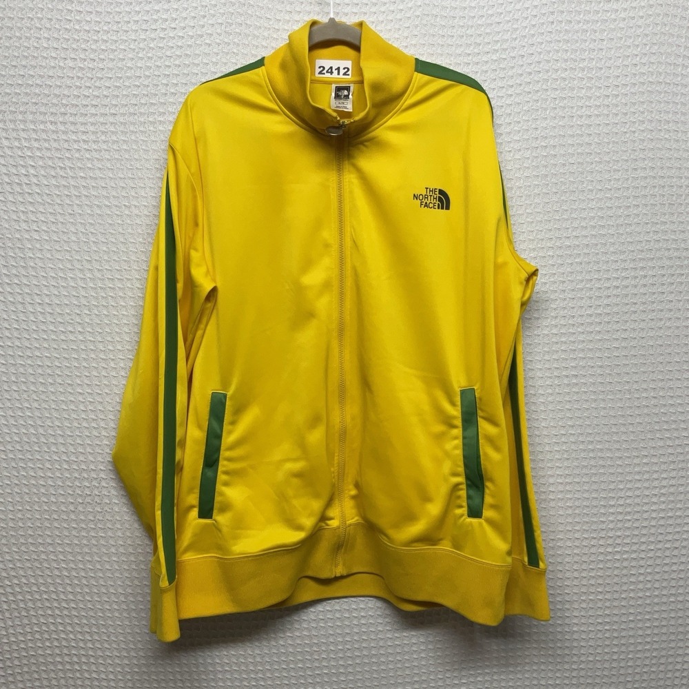 The North Face Track Jacket Mens XL Yellow Green Stripe Full Zip Athleisure